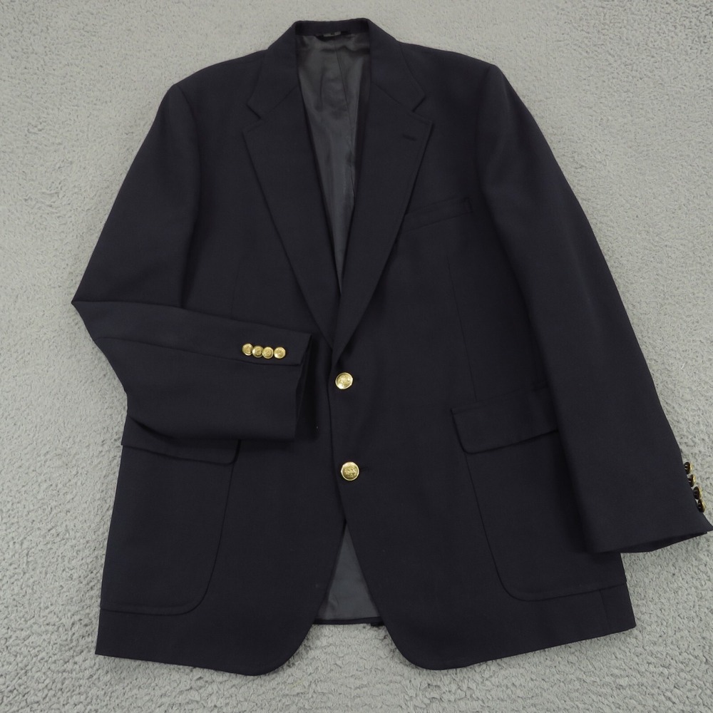 Chaps Ralph Lauren Blazer Mens 44R Navy Hopsack Gold Button USA Sport Coat
